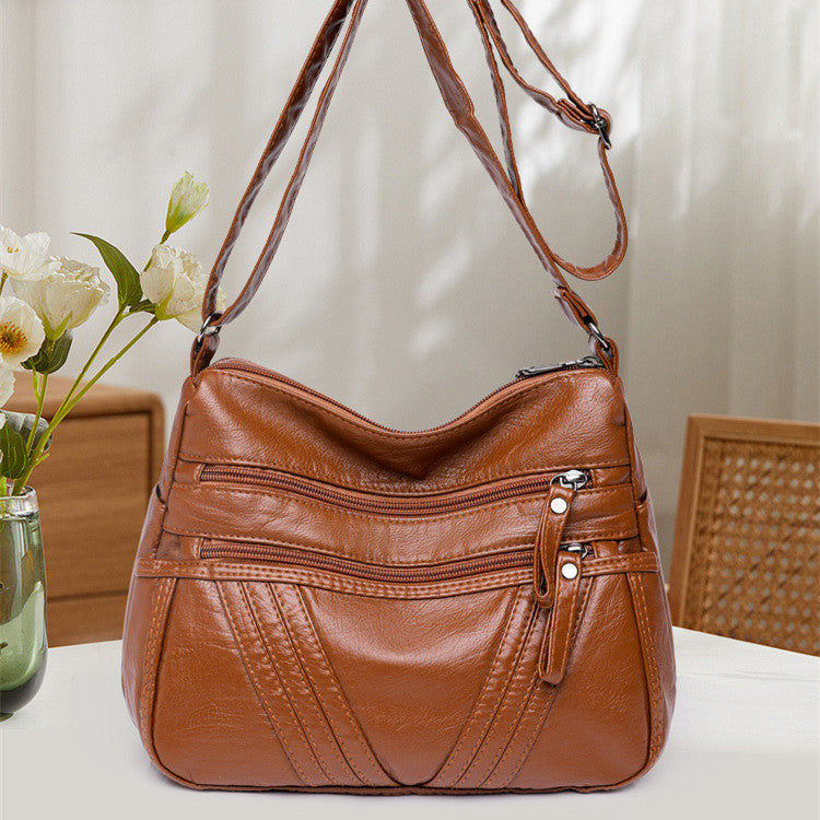 Women's Casual Crossbody Soft Leather Multi-pocket Shoulder Bag