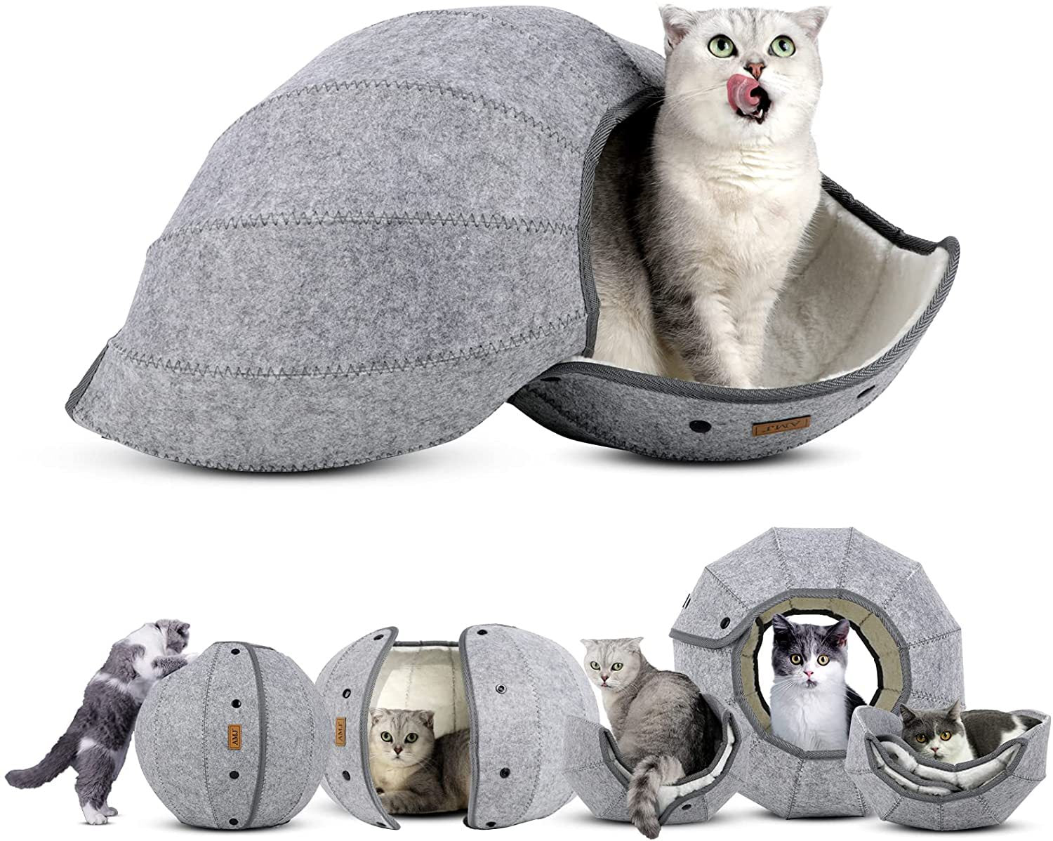 Foldable Cat Tunnel Toy - Multi-Function Cat Cave Bed and Interactive Pet Toy