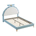 Blue Upholstered Platform Bed with Alarm Clock Headboard - Full Size - Minihomy