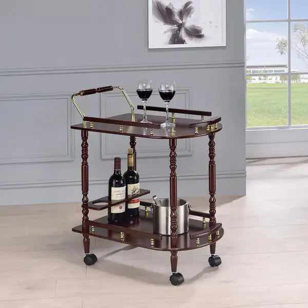 Merlot and Brass 2-shelf Serving Cart - Minihomy