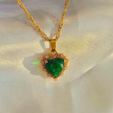 Colorful Rhinestones Heart-shaped Necklace - Love Gold Clavicle Chain