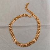 Titanium Steel 18K Gold Plating Woven Bracelet Necklace