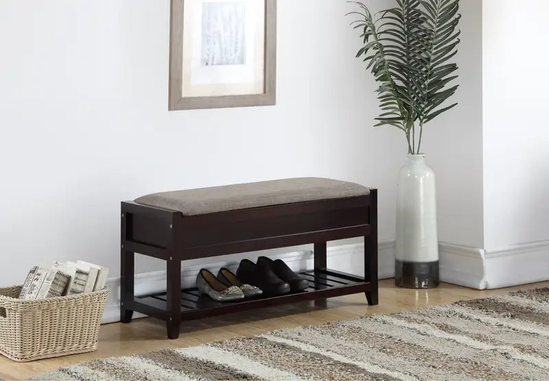 Rouen Espresso Shoe Storage Bench