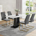 Modern Dining Table & Chair Set | Imitation Marble Top, U-Shaped Legs - Minihomy