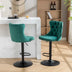 Green Velvet Bar Stools with Backs - Adjustable Height, Tufted, Set of 2 for Kitchen Island & Pub - SW1812GN - Minihomy