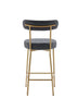 Gold Bar Stools Set of 2, 25" Counter Height Upholstered Sherpa Stools with Backs - Minihomy