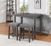 Lux Gray 3-Piece Counter Height Pub Table Set with Tufted Stools - 36" - Minihomy