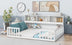 Full Size Platform Bed with Bookcase, Shelves, Guardrails - White - Minihomy