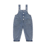 Girls Denim Overalls And Lace Shirt Two-piece Suit