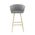 2-Pack 30 Inch Bar Stools, Velvet Seat, Chrome Base & Golden Legs - Gray - Minihomy