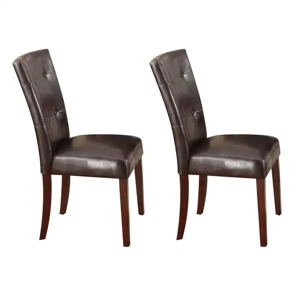 Espresso Walnut Tufted Back Side Chairs (Set of 2) - Modern Dining Room Chairs