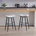 Counter Height Bar Stools Set of 2 - Linen Upholstered with Footrest, Beige Gray & Pale Blue - Minihomy