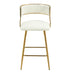 Beige Corduroy Counter Height Bar Stools (Set of 2) - Gold Base, Back & Footrest - Minihomy