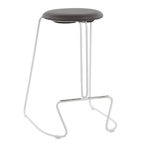 LumiSource Finn White Steel & Grey Faux Leather Counter Stools (Set of 2)