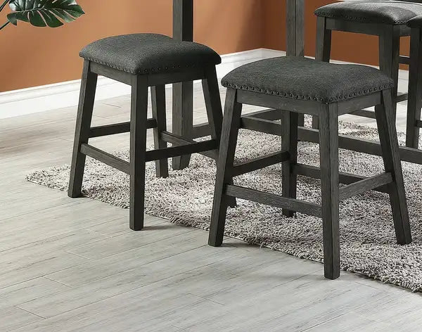 Modern Counter Height Dining Chairs Set of 2, Grey Wooden Stools with Foam Cushions - Minihomy