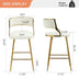 Beige Corduroy Counter Height Bar Stools (Set of 2) - Gold Base, Back & Footrest - Minihomy