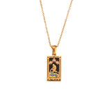 Tarot Necklace With Rhinestones Diamond Set Pendant Stainless Steel Necklace: Unveil Your Inner Magic