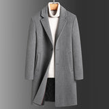 Winter Woolen Men's Slim Long Casual Trench Coat: Stay Warm in Style