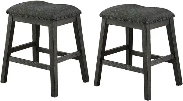 Modern Counter Height Dining Chairs Set of 2, Grey Wooden Stools with Foam Cushions - Minihomy