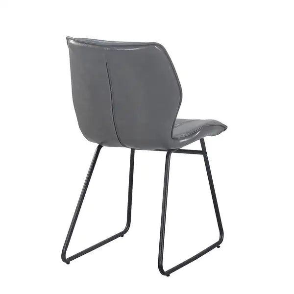 Gray Leather Dining Chairs (Set of 2) - High-Density Sponge, PU Kitchen Stools for Home - Minihomy