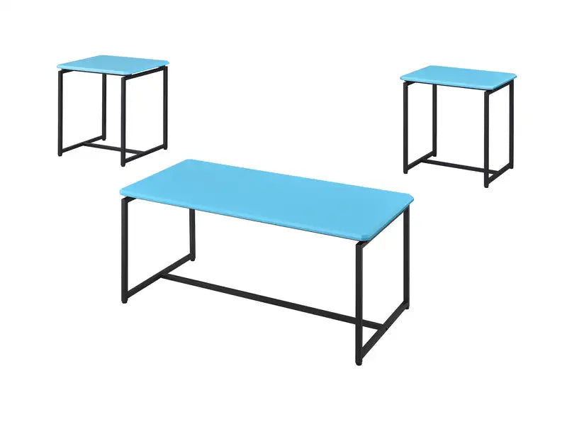 Blue Carbon Fiber Coffee & End Table Set - GT 3-Piece