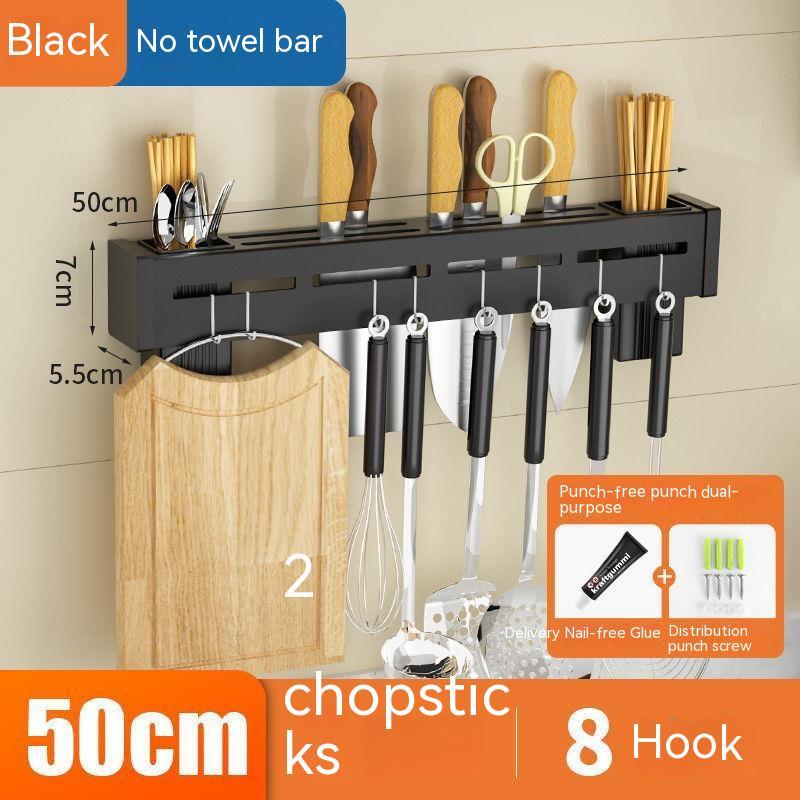 Kitchen Stainless Steel Knife Holder Punch-free Chopstick Canister Storage Hook Rack - Minihomy