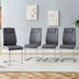 Modern Dining Chairs Set of 4, Faux Leather Padded Seat, Metal Legs, Grey - Minihomy