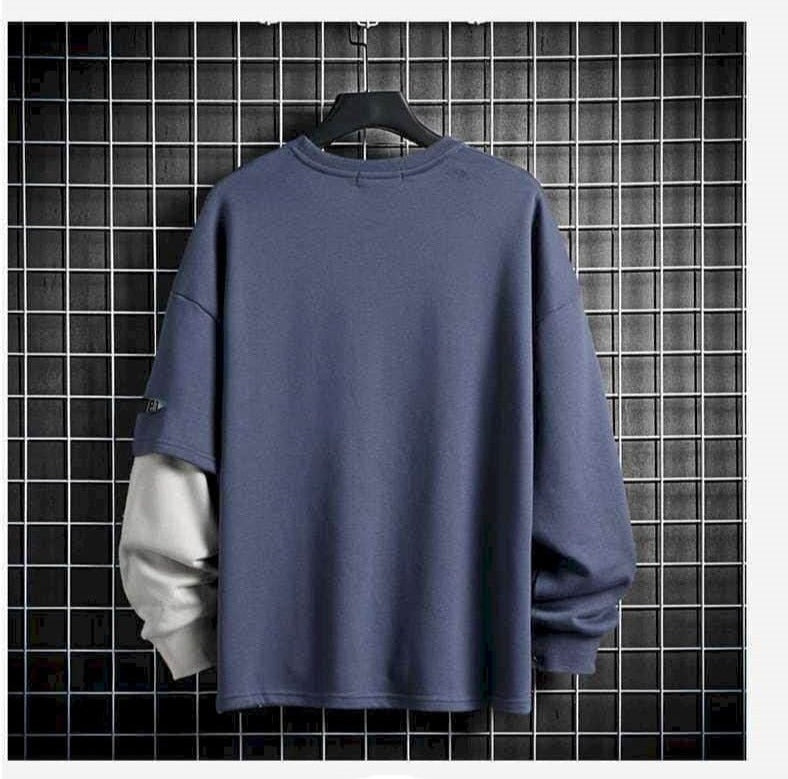 Men's Pullover Long-sleeved T-shirt Loose Casual Stitching - Minihomy