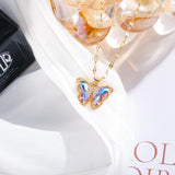 Simple Butterfly Zircon Necklace for Women - Micro Inlaid Clavicle Chain