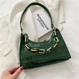 Stone Texture Shoulder Bag With Chain | Women's Underarm Bag