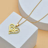 Mother's Day Mom Heart Shape With Diamond Letter Necklace For Women Fine Jewelry Women Accessories Fashion Jewelry