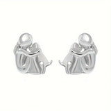 Little Girl And Dog Hug Ear Studs Jewelry