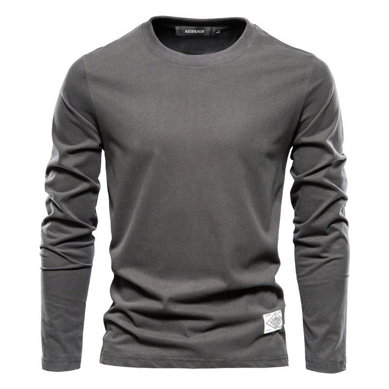 Men's Casual Exercise Outer Wear Round Neck Cotton Base Shirt