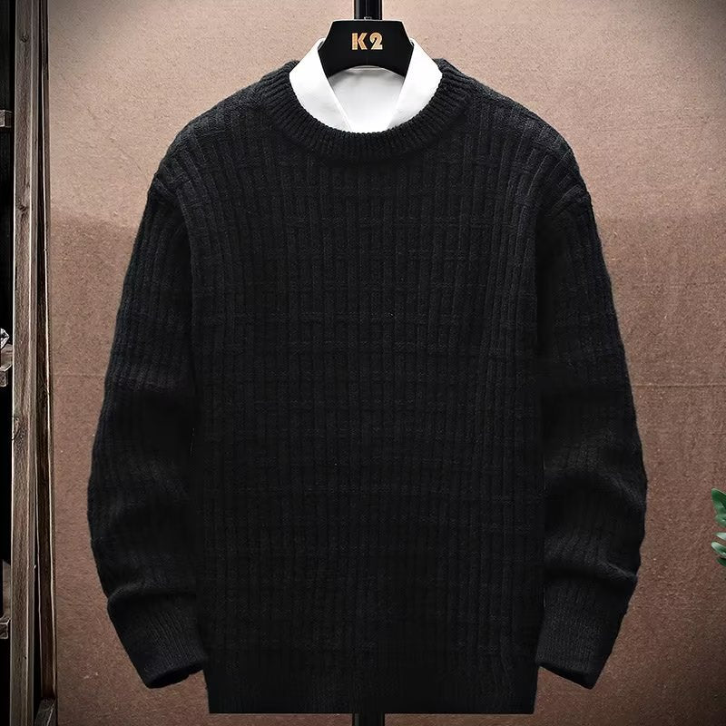 Winter Crew Neck Sweater - Men's Loose Outerwear Knitwear