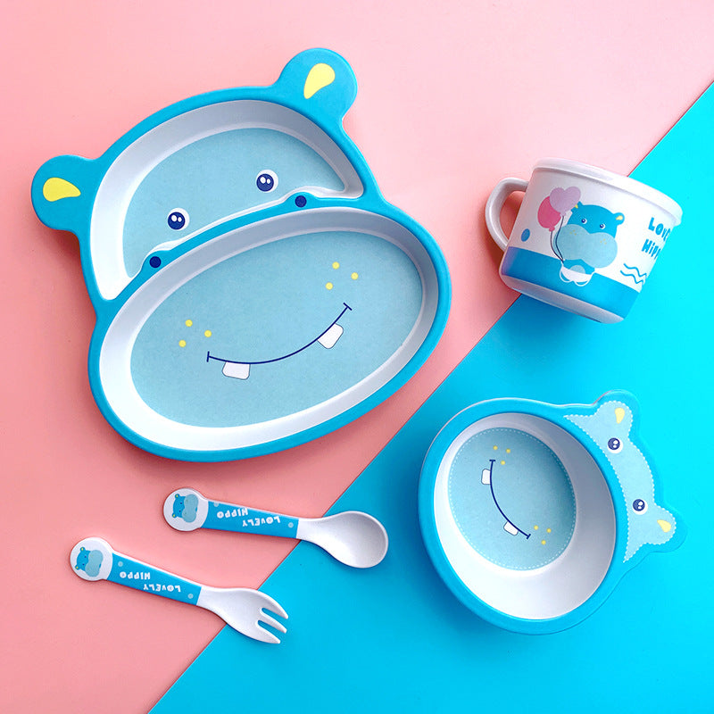 Bamboo Fiber Children's Tableware Set Cartoon Solid Food Bowl