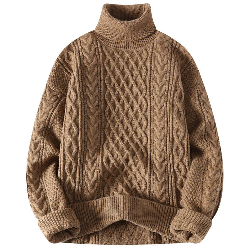 Vintage Jacquard Turtleneck Thick Sweater Men: Embrace Classic Style with a Modern Twist