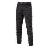 Men's Personalized Denim Washed Micro-elastic Straight-leg Trousers