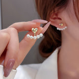 Silver Needle Small Pearl Stud Earrings Female Design