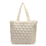 Rhombus Cotton-padded Coat Shoulder Tote Bag