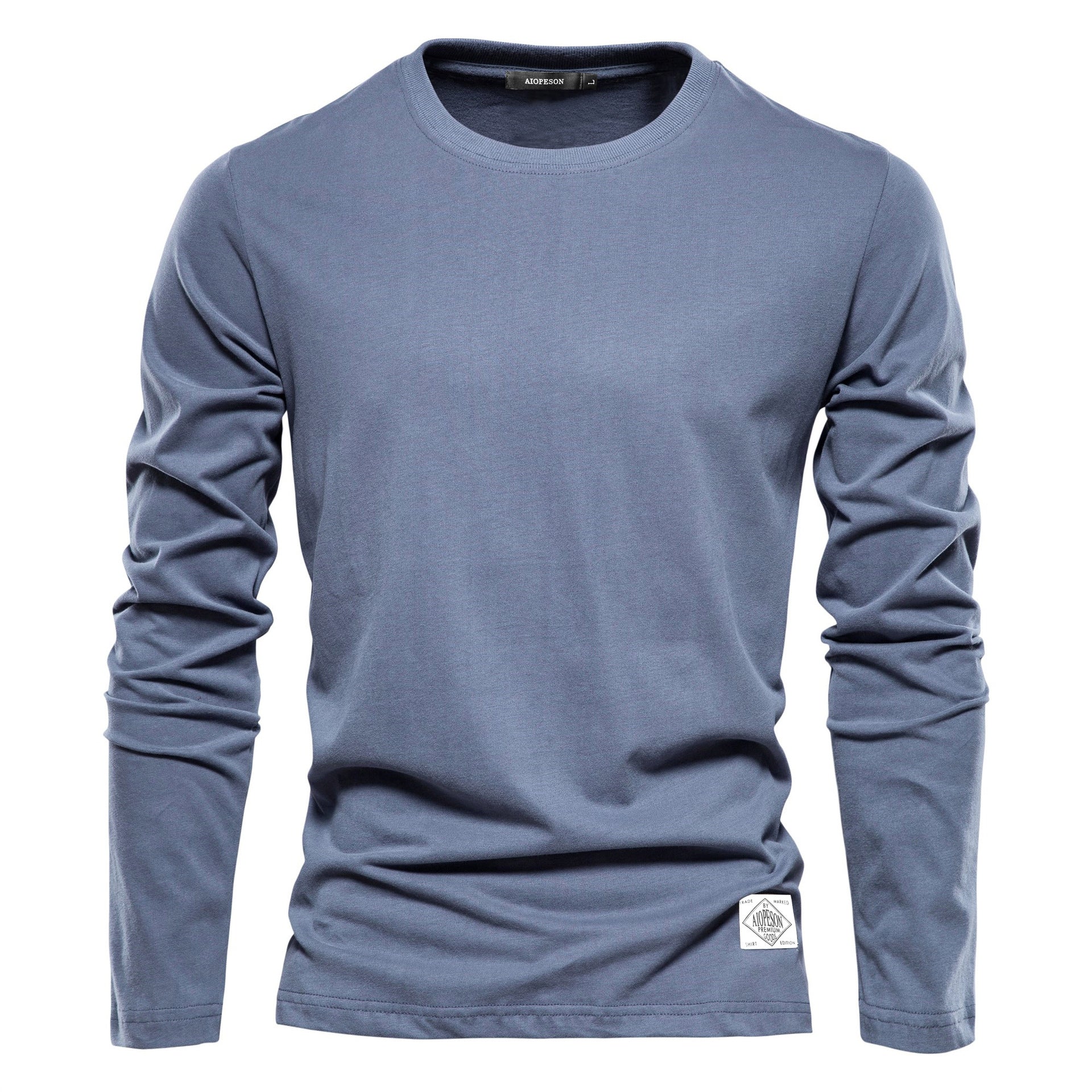 Men's Casual Exercise Outer Wear Round Neck Cotton Base Shirt