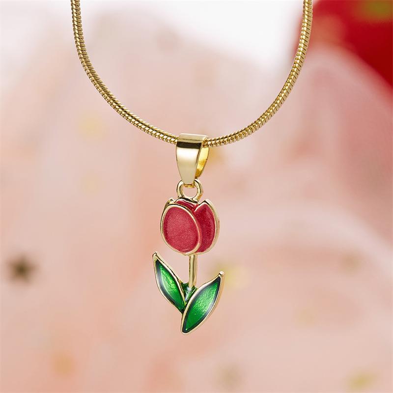 Tulip Flower Drop Oil Necklace Bracelet - Romantic Jewelry Gift