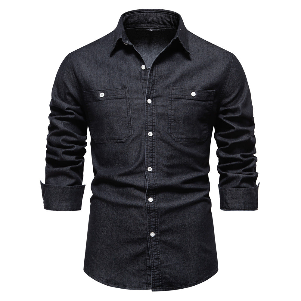 Men's Casual Denim Long Sleeve Shirt