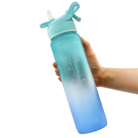 Plastic Spray Water Bottle Scrub Bounce Cover Straw Space Cup Sports Water Bottle