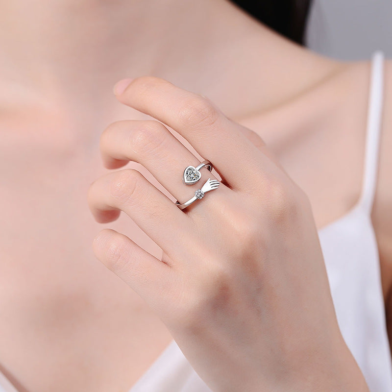 Love Hug Hands Diamond-studded Ring Female
