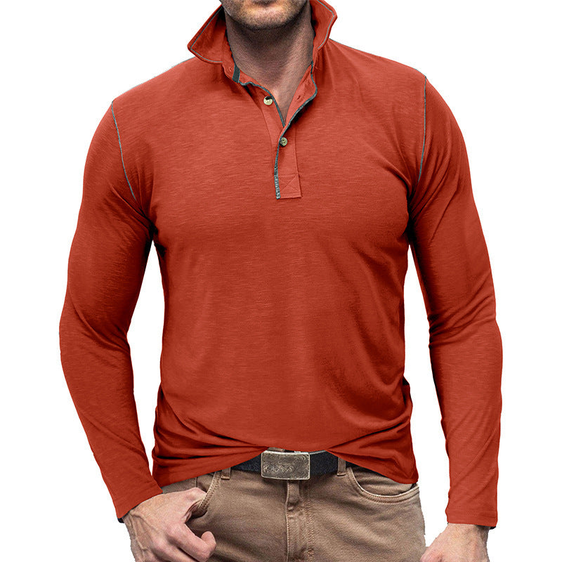 Men's Henley Shirt Lapel T-shirt Top