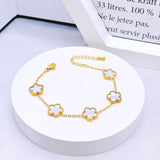 Shell Flower Bracelet Titanium Steel Ear Studs Suit Five-leaf Flower Necklace