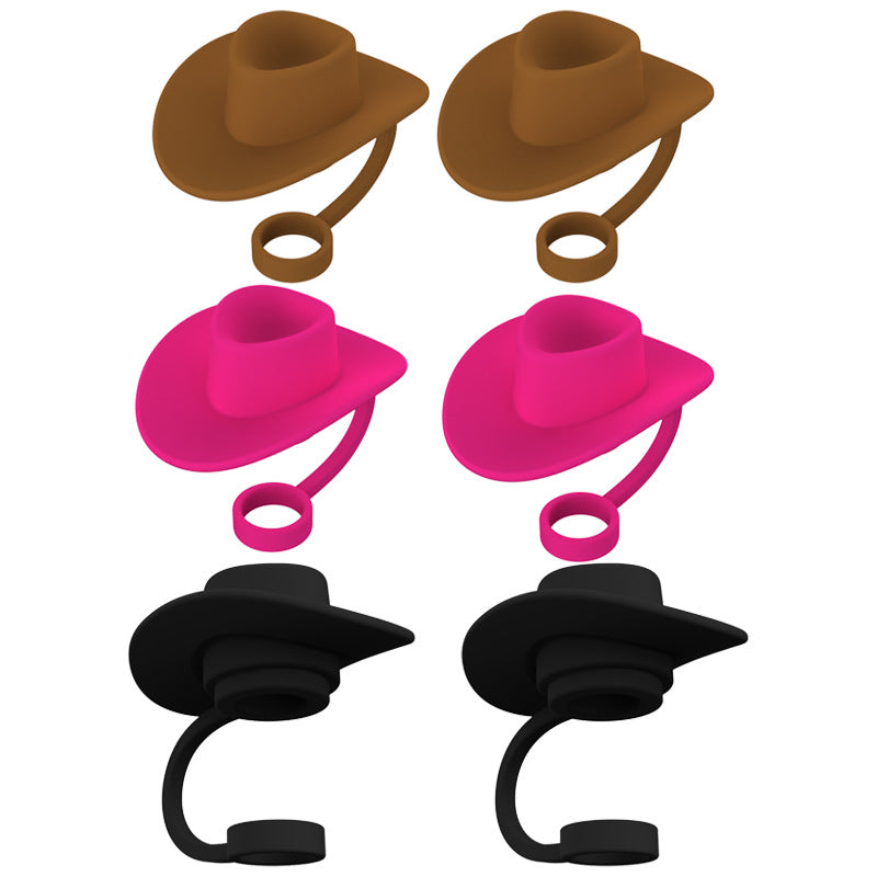 Style Straw Covers Cap - Novelty Cowboy Hat Shaped Toppers