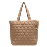 Rhombus Cotton-padded Coat Shoulder Tote Bag