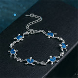 Silver Bracelet Classic Fashion Inlaid Opal Turtle Bracelet