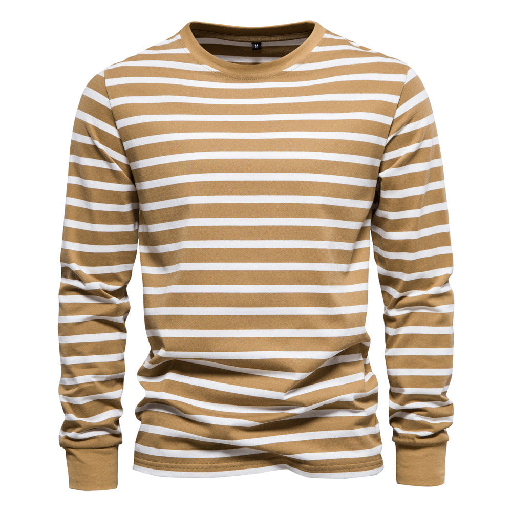 Men's Casual Long Sleeve Striped T-shirt
